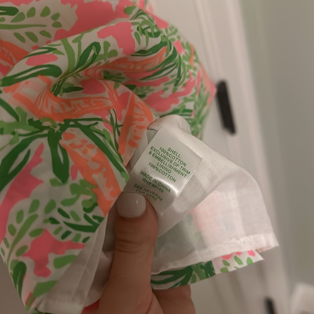 Lilly Pulitzer Lacina Dress Nibbles Carrot Print Lattice Neckline - Picture 12 of 13
